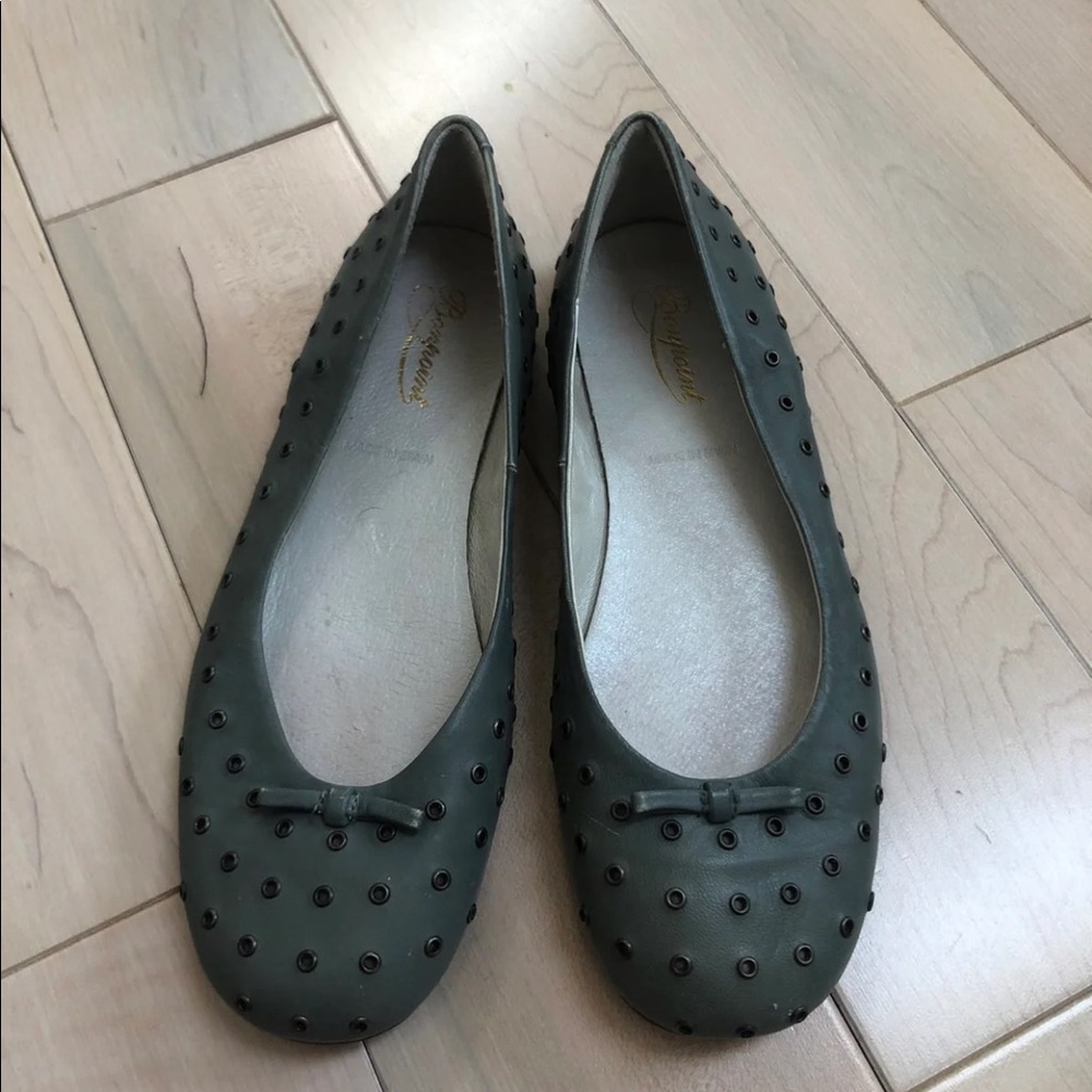 Bonpoint grey studded leather shoes 37